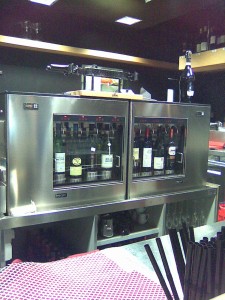 Shiny enomatic dispensers at The Wine Theatre