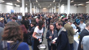 The crowds enjoying the wine tasting at RAW Fair